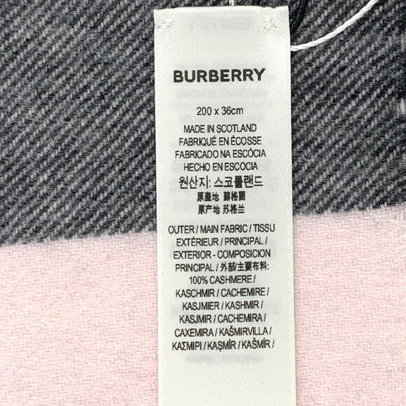 Burberry Pink Check Cashmere Fringe Scarf - Picture 7 of 9